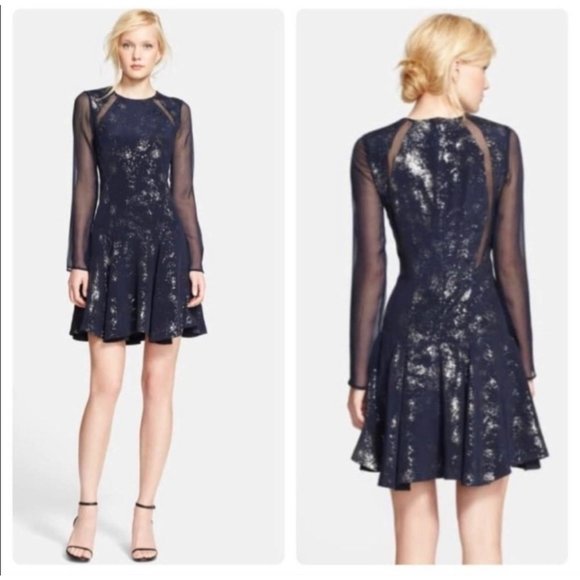 Rebecca Taylor Dresses & Skirts - Rebecca Taylor Foil Silk Fit and Flare Dress 10